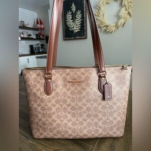 Coach Tan and Brown Signature Tote